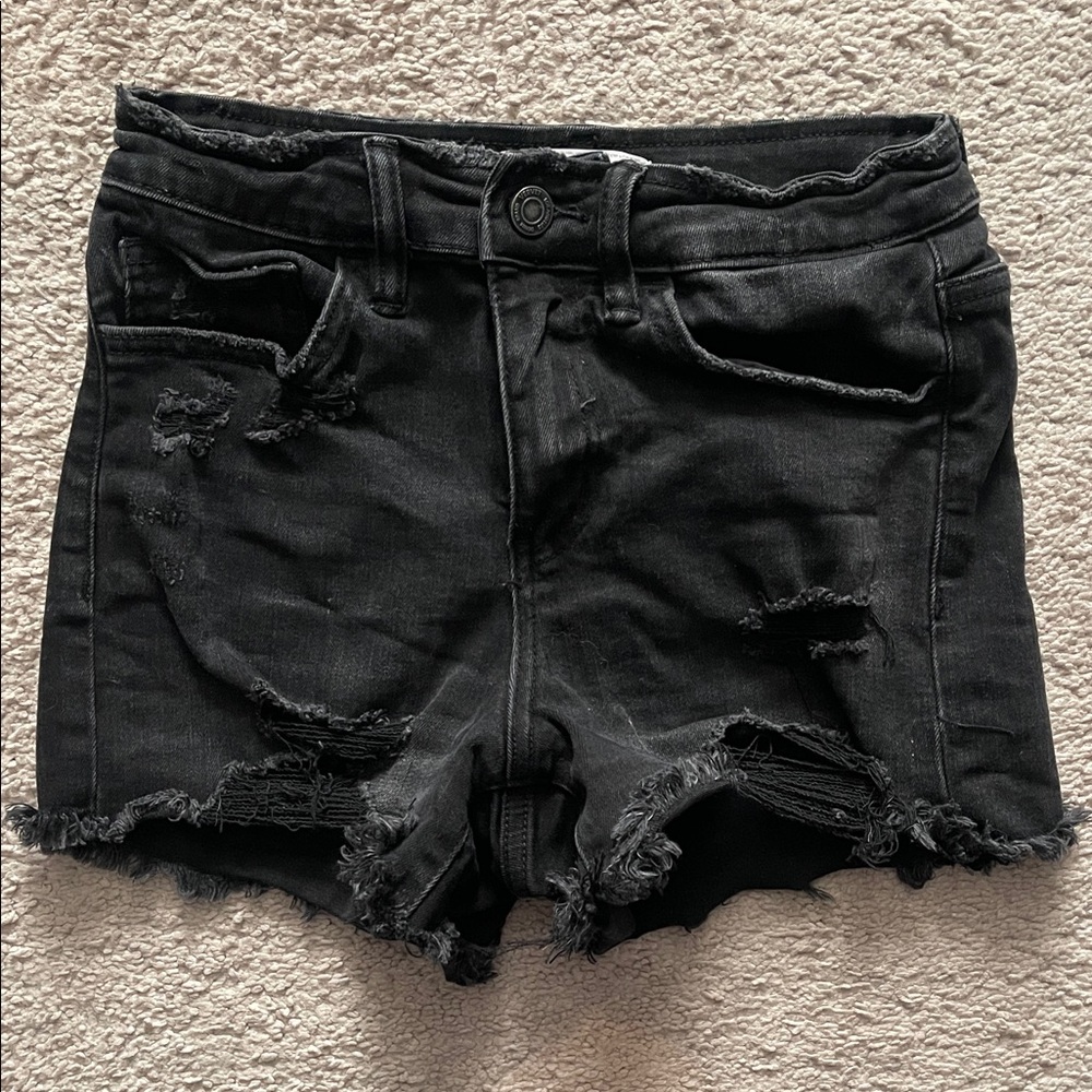 Vervet Edgy Black Distressed Denim Shorts